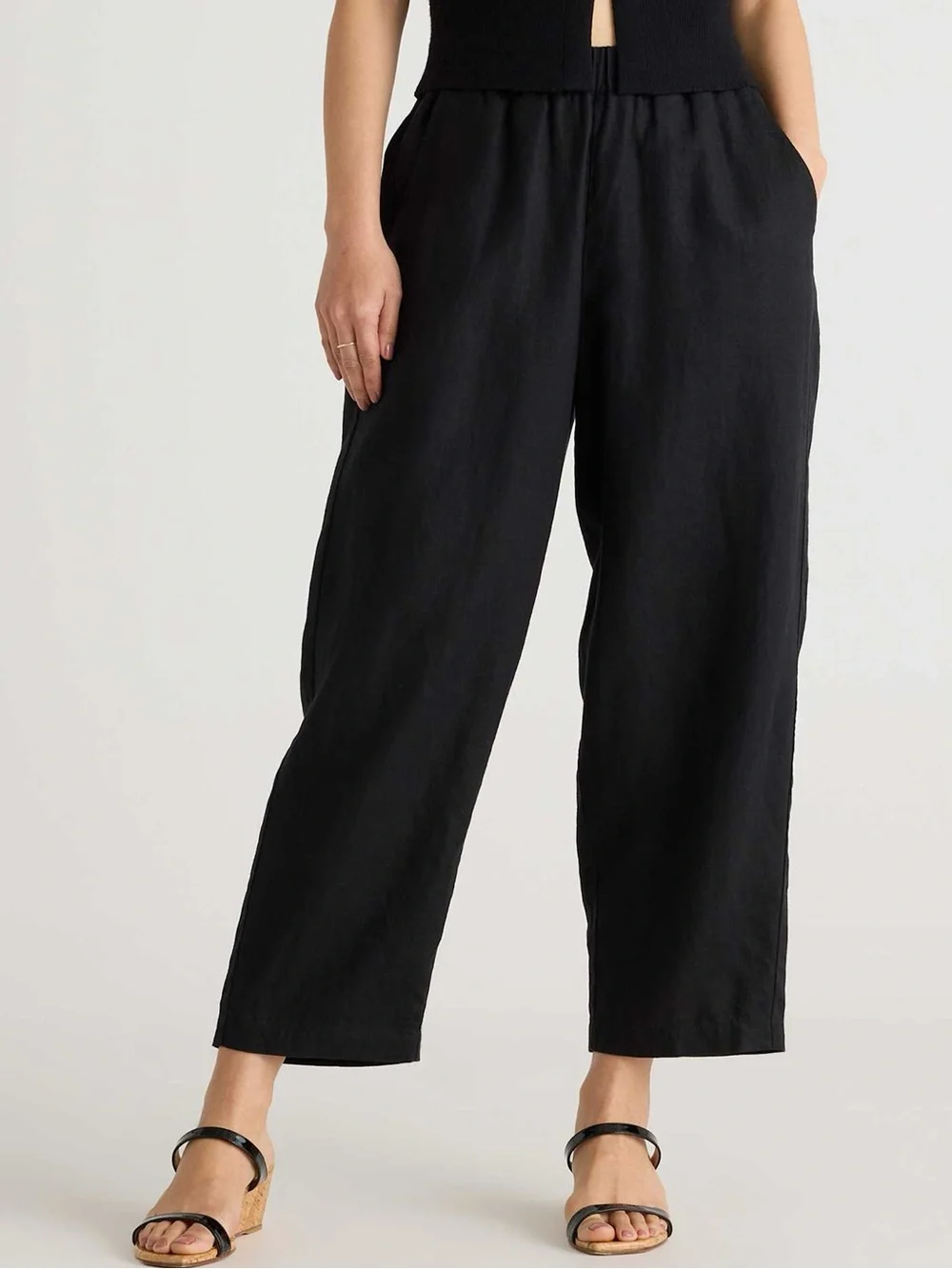 Quince 100% European Linen Pants Black XL Relaxed Quiet Luxury